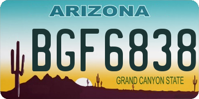 AZ license plate BGF6838