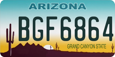 AZ license plate BGF6864