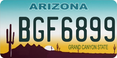 AZ license plate BGF6899