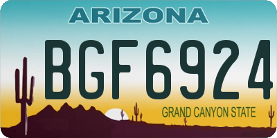 AZ license plate BGF6924