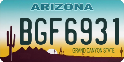 AZ license plate BGF6931