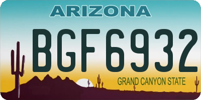 AZ license plate BGF6932