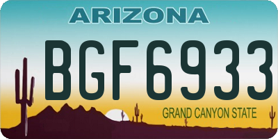 AZ license plate BGF6933