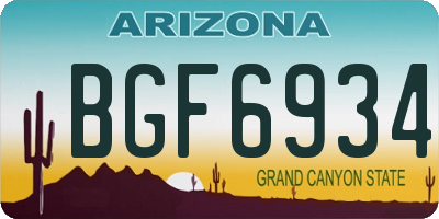 AZ license plate BGF6934