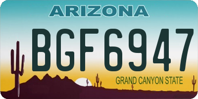 AZ license plate BGF6947