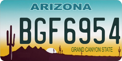 AZ license plate BGF6954