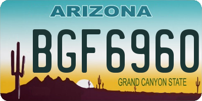AZ license plate BGF6960
