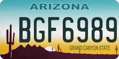 AZ license plate BGF6989