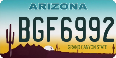 AZ license plate BGF6992
