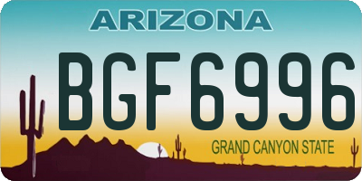 AZ license plate BGF6996