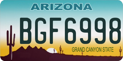 AZ license plate BGF6998