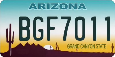 AZ license plate BGF7011