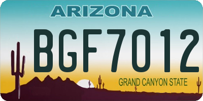 AZ license plate BGF7012