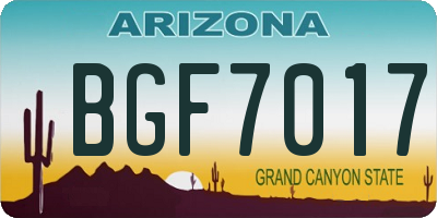 AZ license plate BGF7017