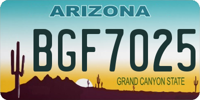 AZ license plate BGF7025