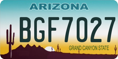 AZ license plate BGF7027