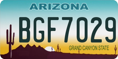 AZ license plate BGF7029