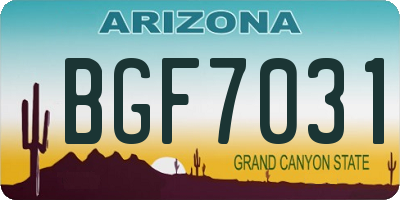 AZ license plate BGF7031