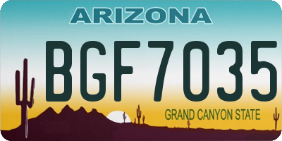 AZ license plate BGF7035