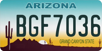 AZ license plate BGF7036