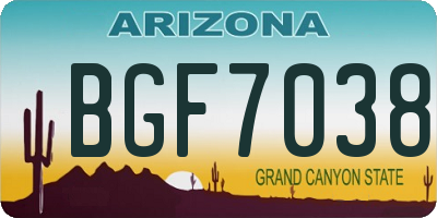 AZ license plate BGF7038