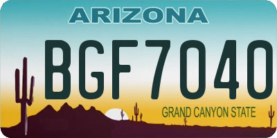 AZ license plate BGF7040