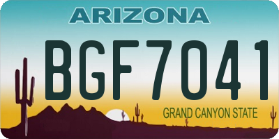 AZ license plate BGF7041