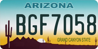 AZ license plate BGF7058