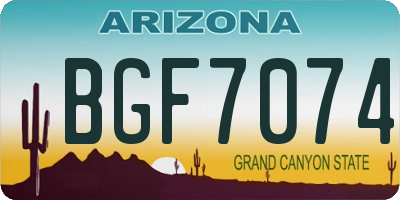AZ license plate BGF7074