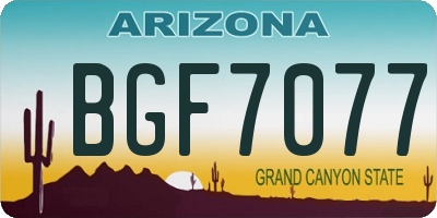 AZ license plate BGF7077
