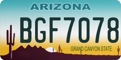 AZ license plate BGF7078