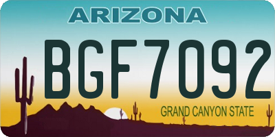 AZ license plate BGF7092