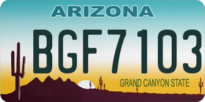 AZ license plate BGF7103