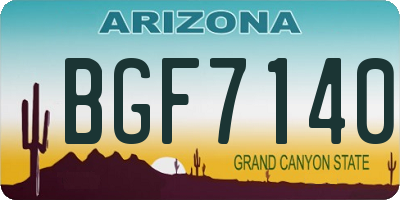 AZ license plate BGF7140