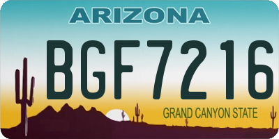 AZ license plate BGF7216