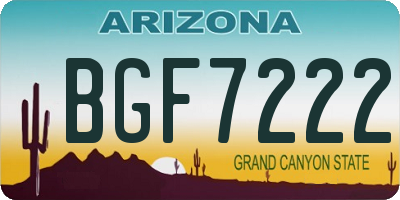 AZ license plate BGF7222