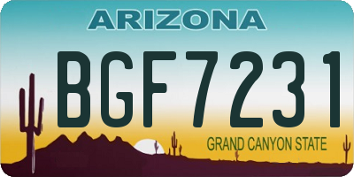 AZ license plate BGF7231