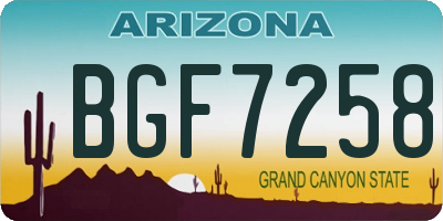 AZ license plate BGF7258