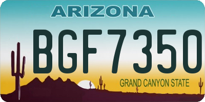 AZ license plate BGF7350
