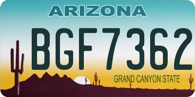 AZ license plate BGF7362