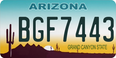 AZ license plate BGF7443