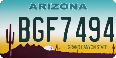 AZ license plate BGF7494