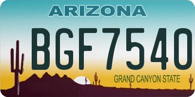 AZ license plate BGF7540