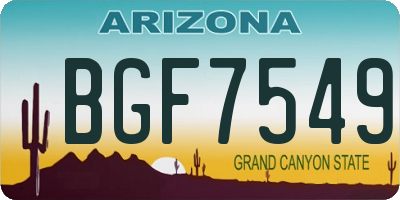 AZ license plate BGF7549