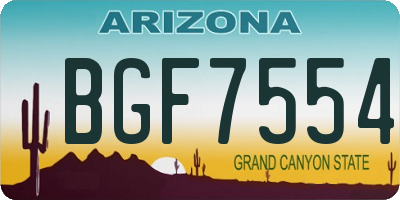 AZ license plate BGF7554