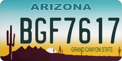 AZ license plate BGF7617