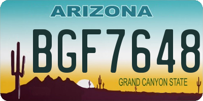 AZ license plate BGF7648