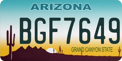 AZ license plate BGF7649