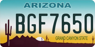AZ license plate BGF7650