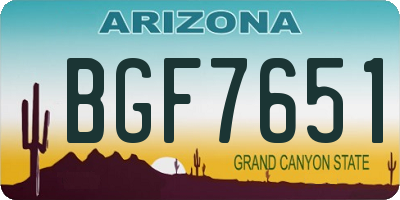 AZ license plate BGF7651
